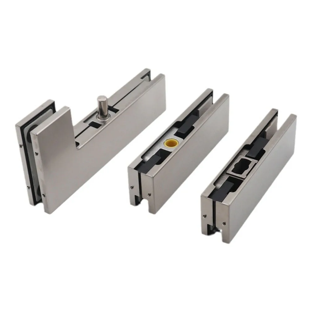 Glass door clamp, upper and lower clamp, frameless spring, glass door thickness 10-12mm, brushed texture, door hardware