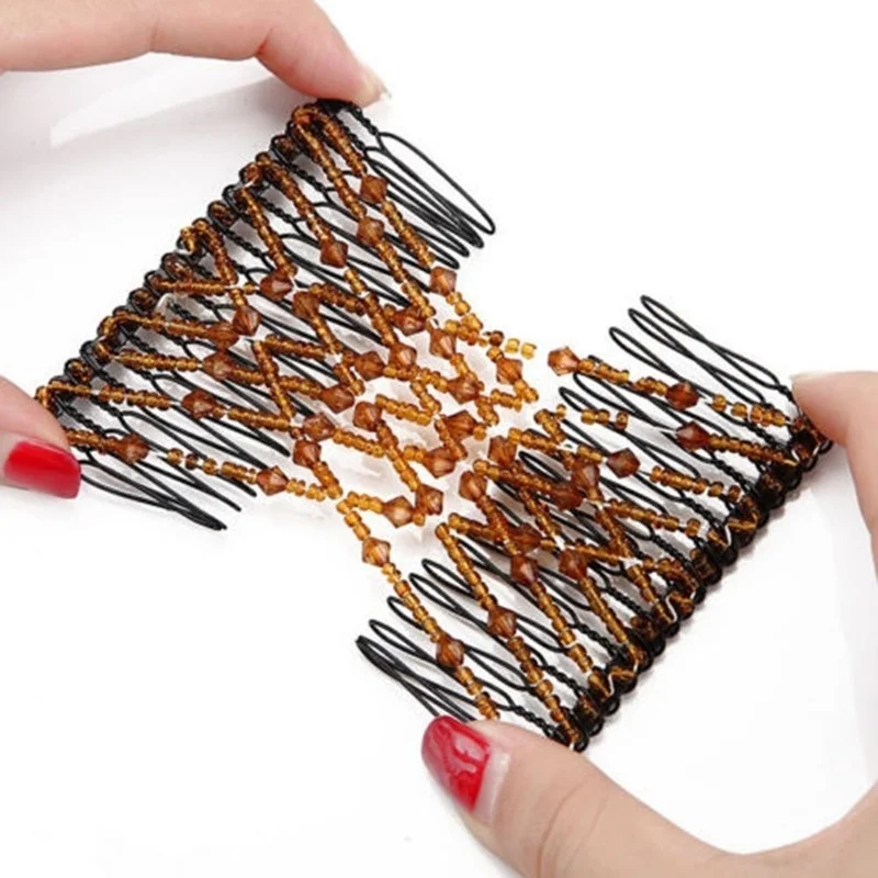 Korea Metal Comb Clip Hairpins for Women Simple Hair Accessories Fashion Vintage Pearl Hair Combs Double Magic Slide