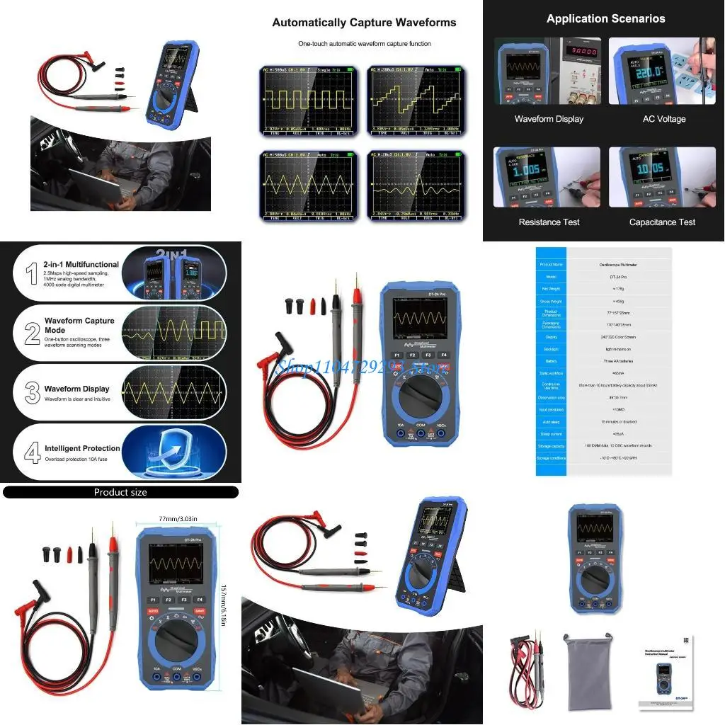 Y2GD Digital Multimeter & Oscilloscope Tool Observation Area 49x36.7mm Portable for Laboratory Experiments Electrical Testing