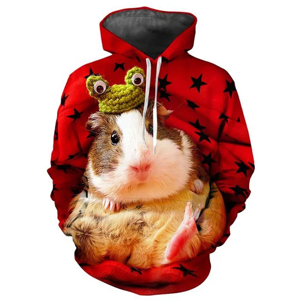 

2023 New Design 3D Guinea Pig Printed Hoodies Animal Guinea Pig Pattern Sweatshirt Casual Tops Fashion Couple Hoodies