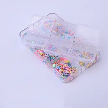 1盒蝴蝶心形星星各種形狀美甲亮片指甲閃粉DIY美甲裝飾 10 最佳銷售 心型閃光 - №4