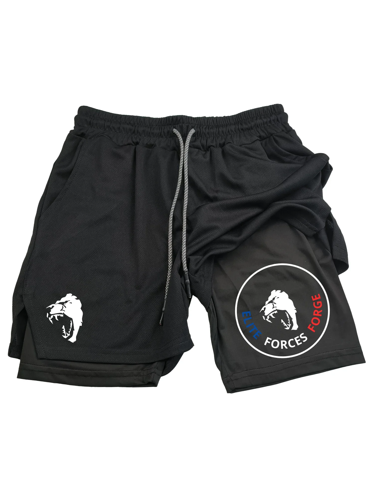 

Men's Military Style Sports Shorts Double Layer Breathable Quick-Dry Fabric, Design Adjustable Drawstring Waist