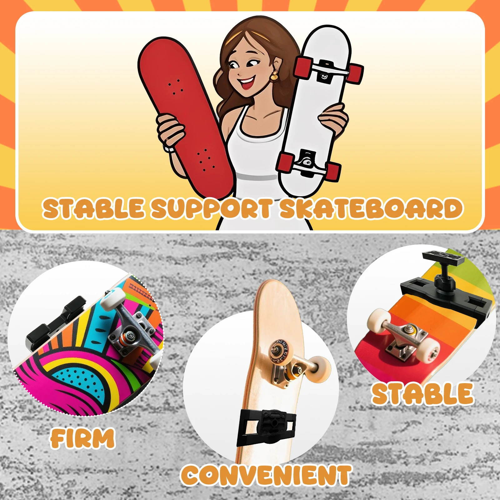 حامل حائط لوح التزلج 360 °   حامل عرض لوح التزلج الدوار منظم حائط لوح التزلج قابل للتعديل عالمي لديكور المنزل