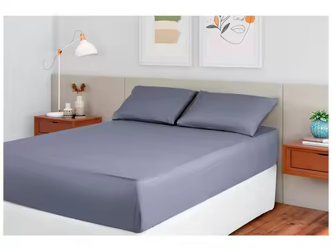 Jogo de Cama Queen Poliéster Marcelino Têxtil 400 Fios Hypercal Cinza 3 Peças