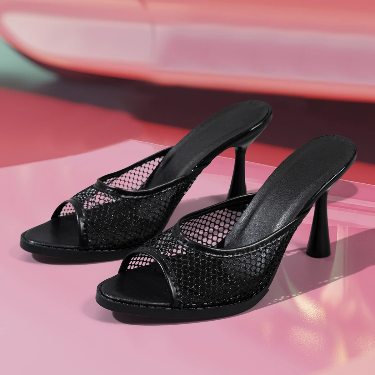 صنادل نسائية شبكة الدانتيل الصيف مثير صنادل عالية الكعب السيدات أزياء مشرق الجلود الراحة المفتوحة تو الأحذية