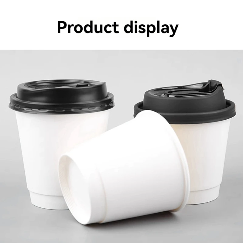 Double-Layer Disposable Coffee Cups With Lids, Insulated Paper Cups For Hot Beverages, Perfect For Takeaway & Catering