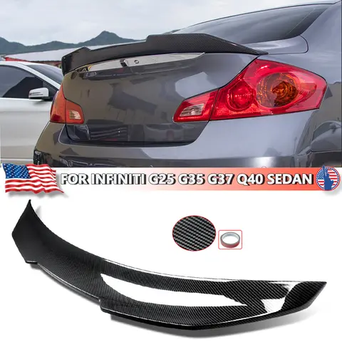 Rear Trunk Boot Wing Spoiler Roof For INFINITI G37 G35 PMS Style G25 2007-2015 Sedan 4-Door Extension Upper Lip Tail Fin Trim Body Kit
