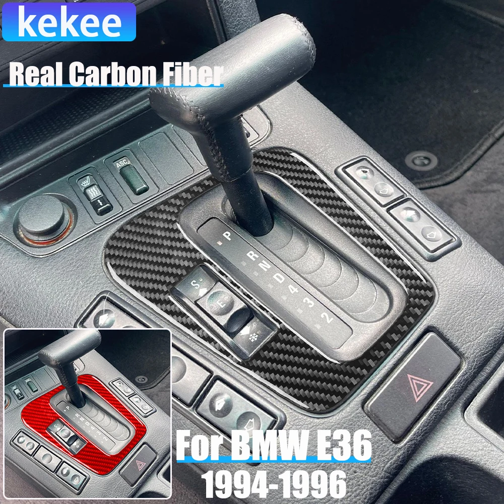 

Real Carbon Fiber Car Accessories Gear Shift Surround Trim Cover Soft Sticker For BMW E36 3 Series/M3 1994 1995 1996