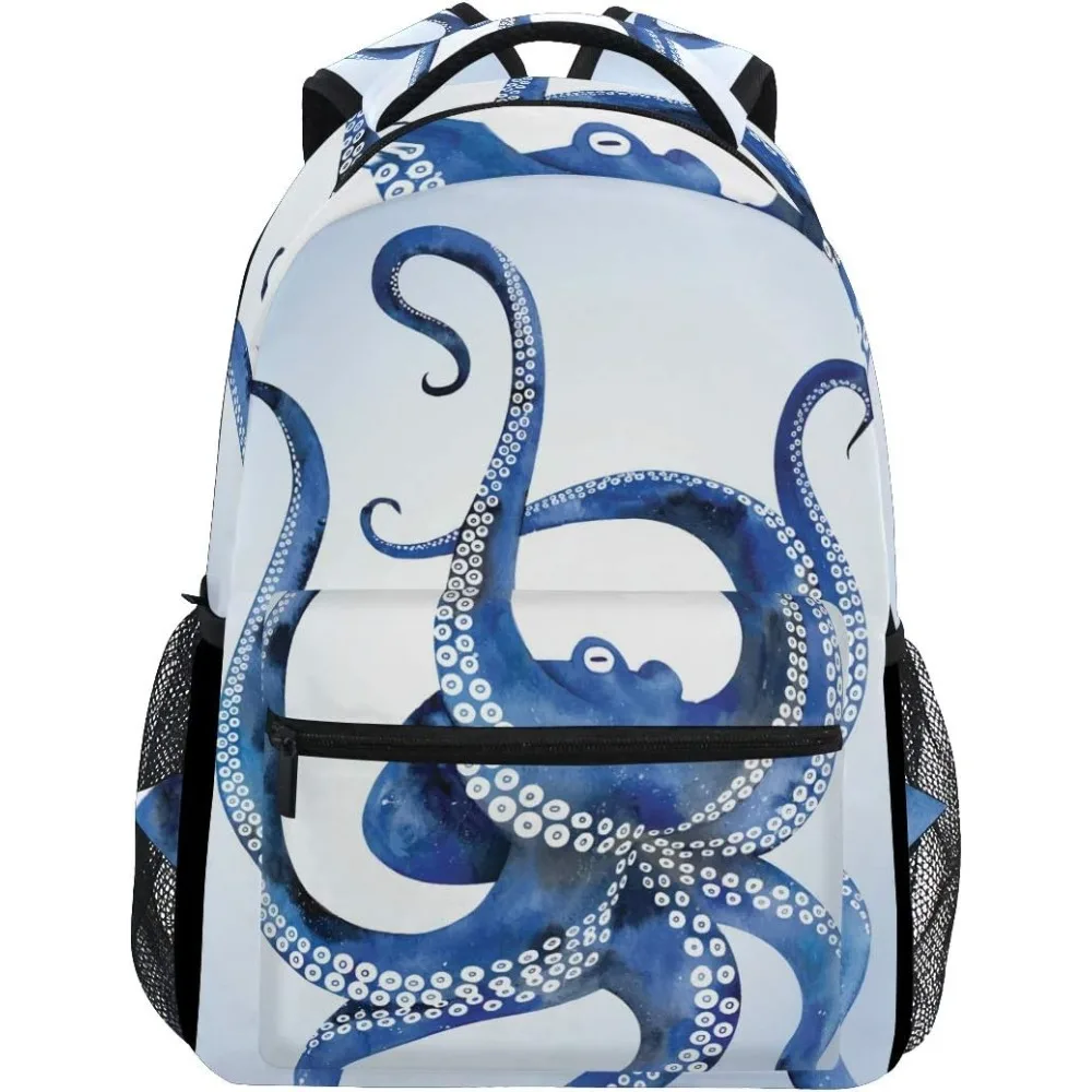 

Blue Octopus Large Backpack For Kids Boys Girls Student Laptop IPad Tablet Travel School Bag W/Multiple Pock
