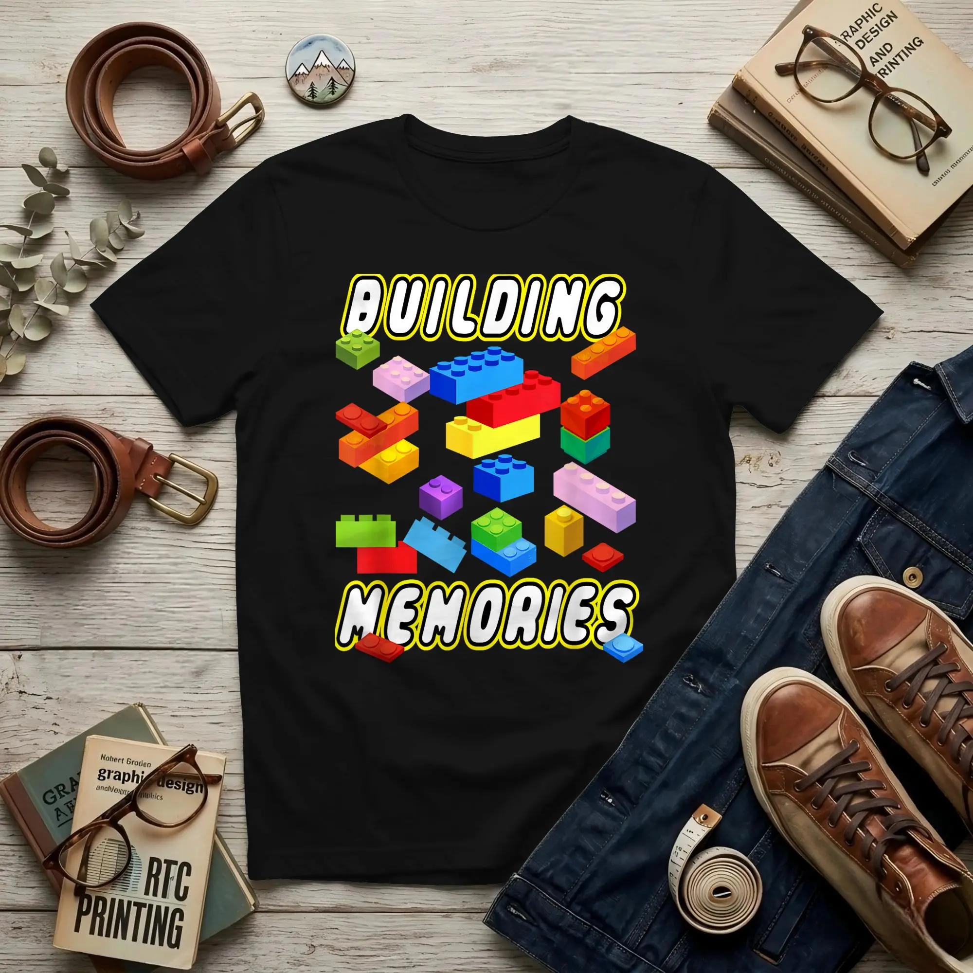 Building Memories Men T Shirts Building Unique Tee Shirt Short Sleeve O Neck Pure Cotton Birthday Present Clothing T-Shirt