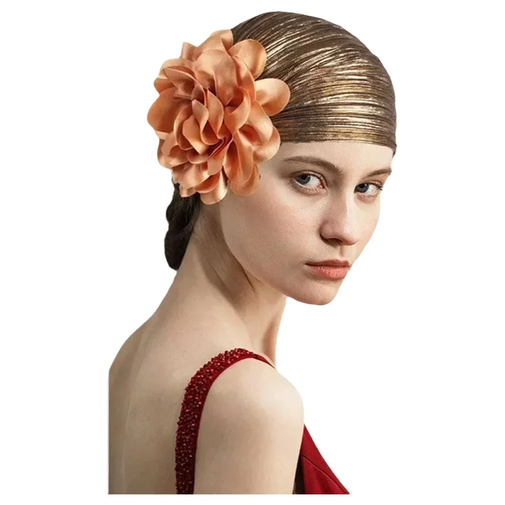 

Высококачественная плиссированная повязка на голову с золотым тиснением на Хэллоуин и винтажные цветы, элегантная и изящная танцевальная шапка-платок