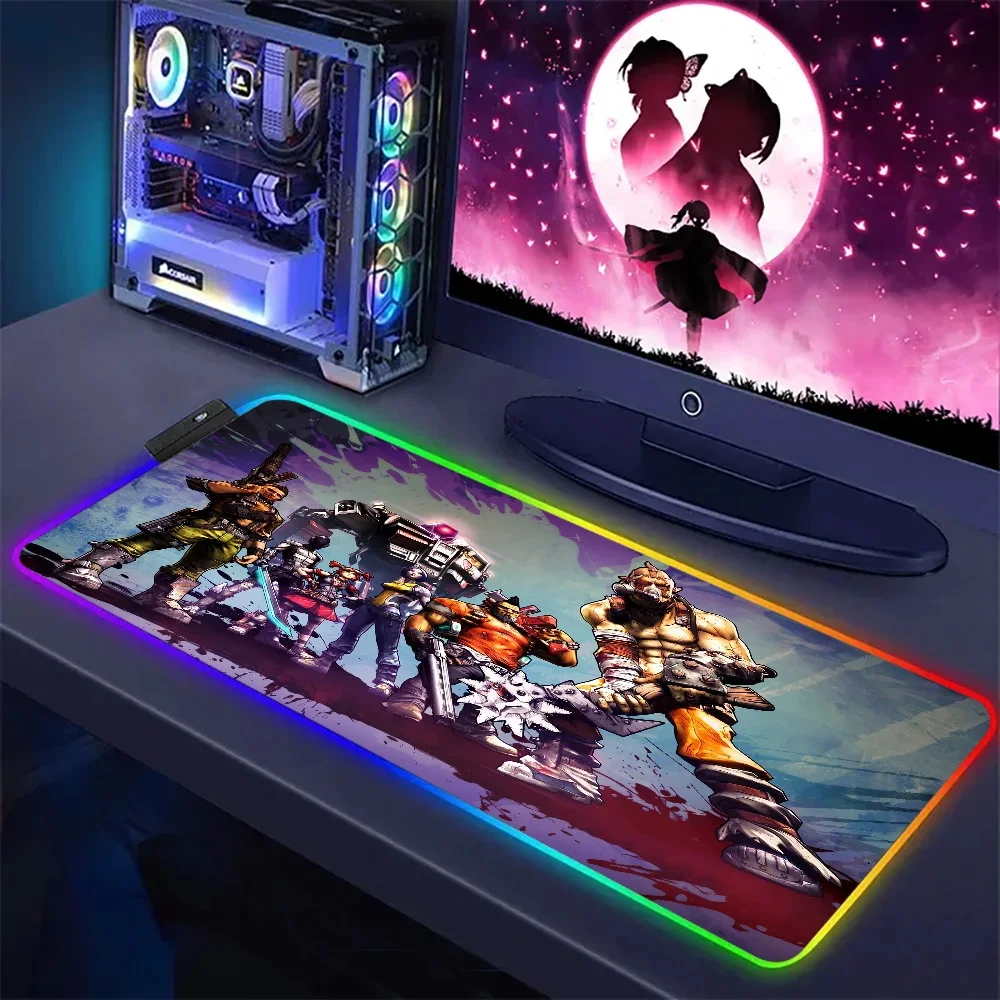 Imagem -02 - B-borderlands-grande Mousepad Rgb com Luz de Fundo Led para Escritório pc Mesa Teclado Mouse Pad Laptop Almofada