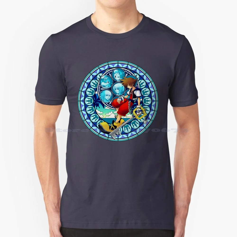 Kingdom Hearts ?-Sora's Dive To The Heart Stained Glass T Shirt 100% Cotton Tee Kingdom Heart 3 Kingdom Hearts Iii Stained Glass