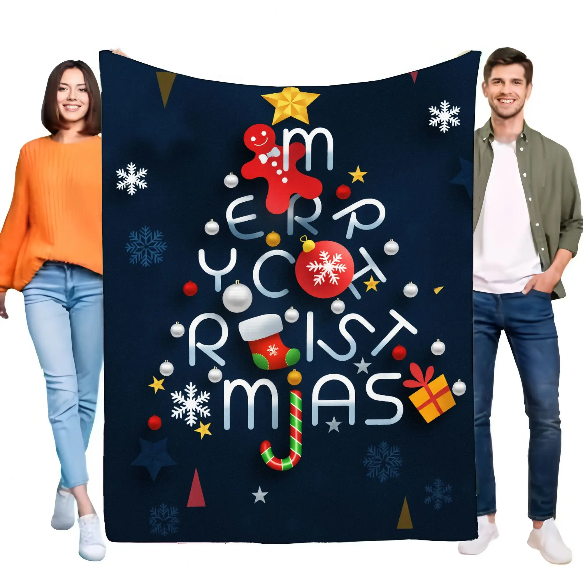 Cozy Christmas Throw Blanket Soft Lightweight Holiday Decoration Perfect for Bed Sofa and Gifting to Family and Friends. Festive