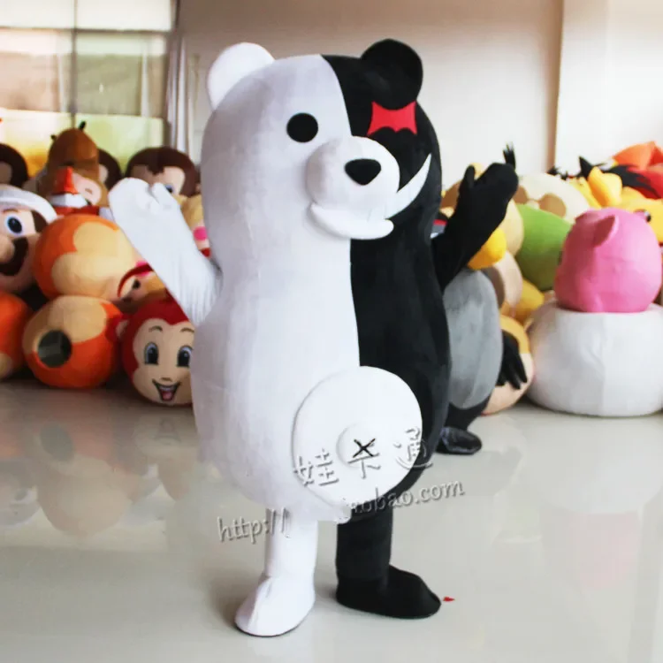 Christmas Black And White Bear Mascot Costume Cartoon Monokuma Mascot Costumes For Sale Anime Role Dress Cartoon Apparel Cospla