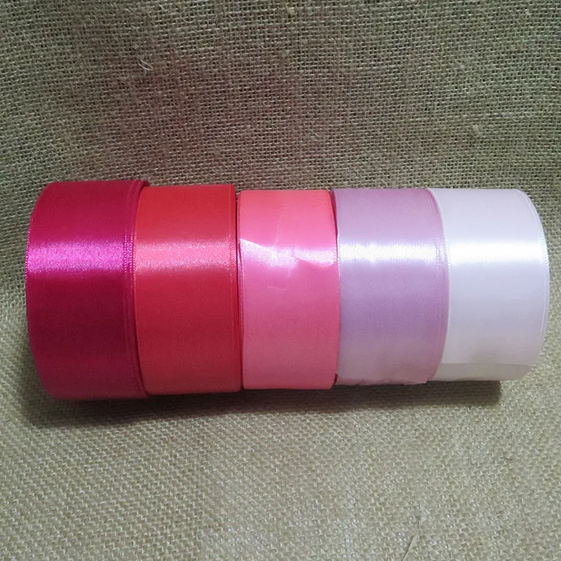 4cm Satin Ribbon Wholesale 5/10/15/20 Roll Pink White DIY fabric rose Bouquet Valentine's Wedding Birthday christmas Baby shower