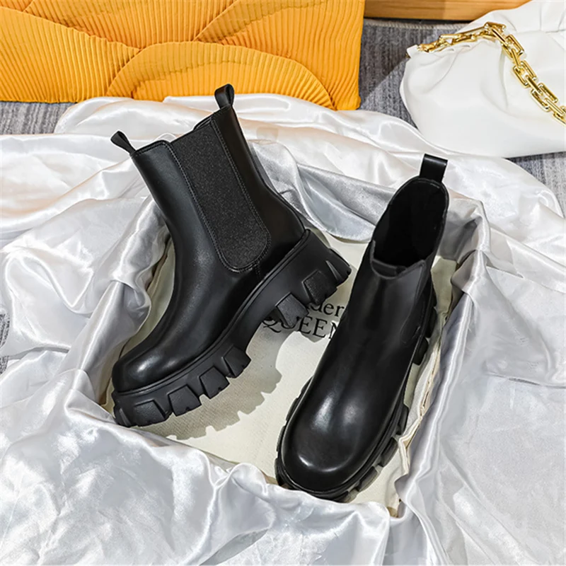 Women\'s Rubber Boots Shoes  Chelsea Boots-Women Luxury Designer Winter Footwear Round Toe Rain Lolita Ankle 2023 Fashion High He