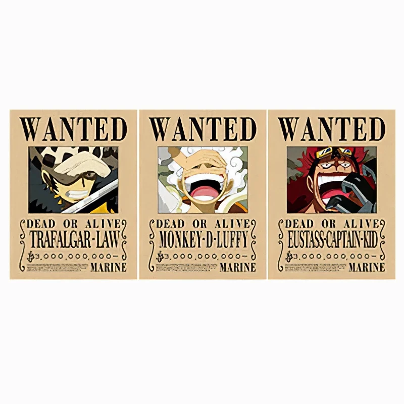 Japan Anime ONE PIECE 3D Lenticular Poster Trafalgar D. Water Law/Luffy/Eustass Kid 3D Lenticular Poster Wall Art Home Decor