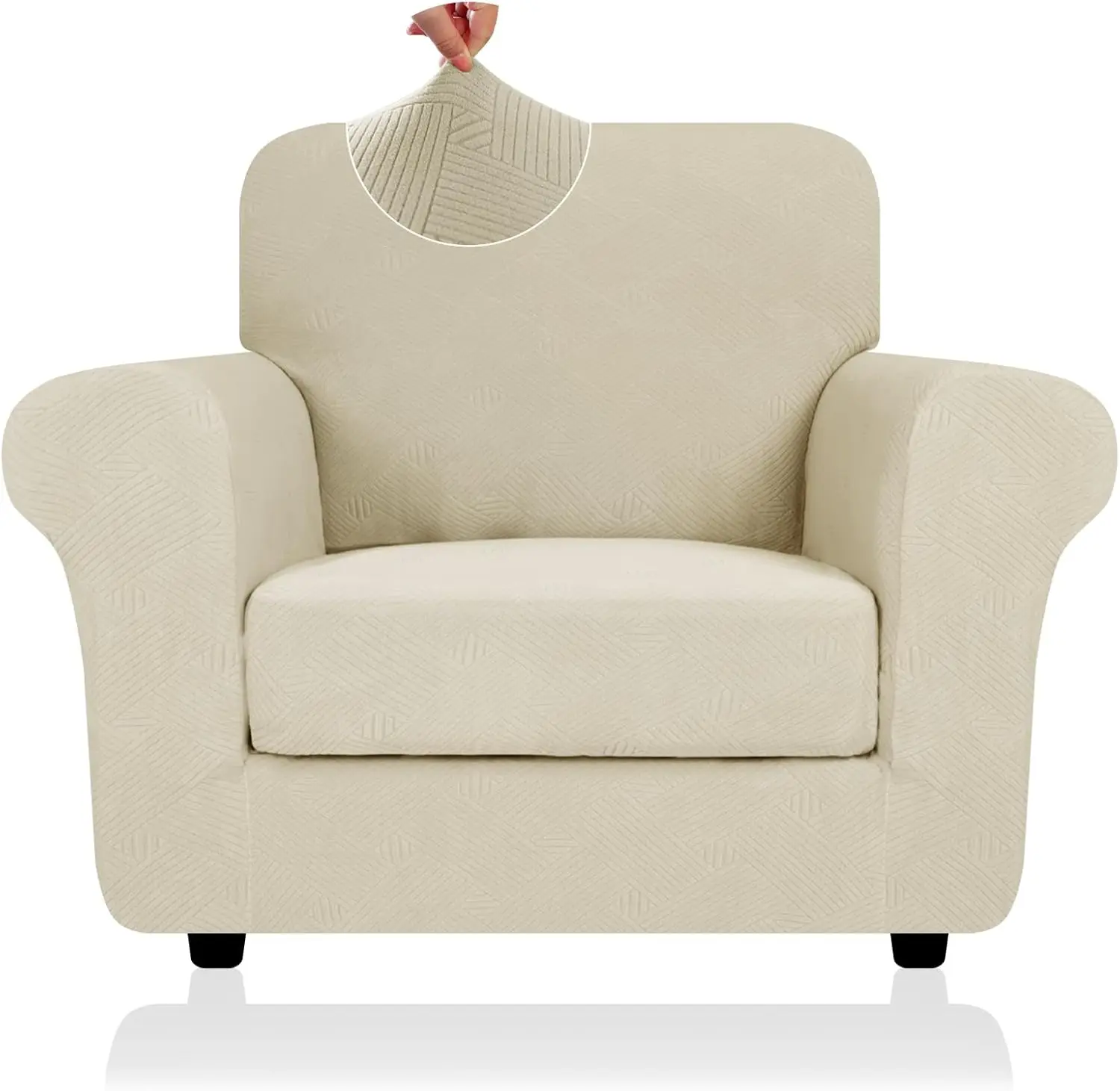 

2025 Striped Chair Covers 2 Piece, Stretch Chair Slipcover With A For Living Room, Anti-Slip Armchair Cover With Bottom Ties,