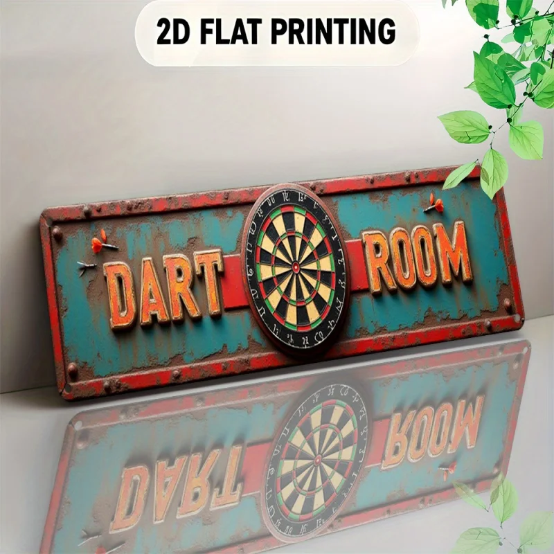 

2DPlane A piece of aluminum sign，A unique wall-mounted aluminum decoration—Retro Country Style Dartboard-4x16inch
