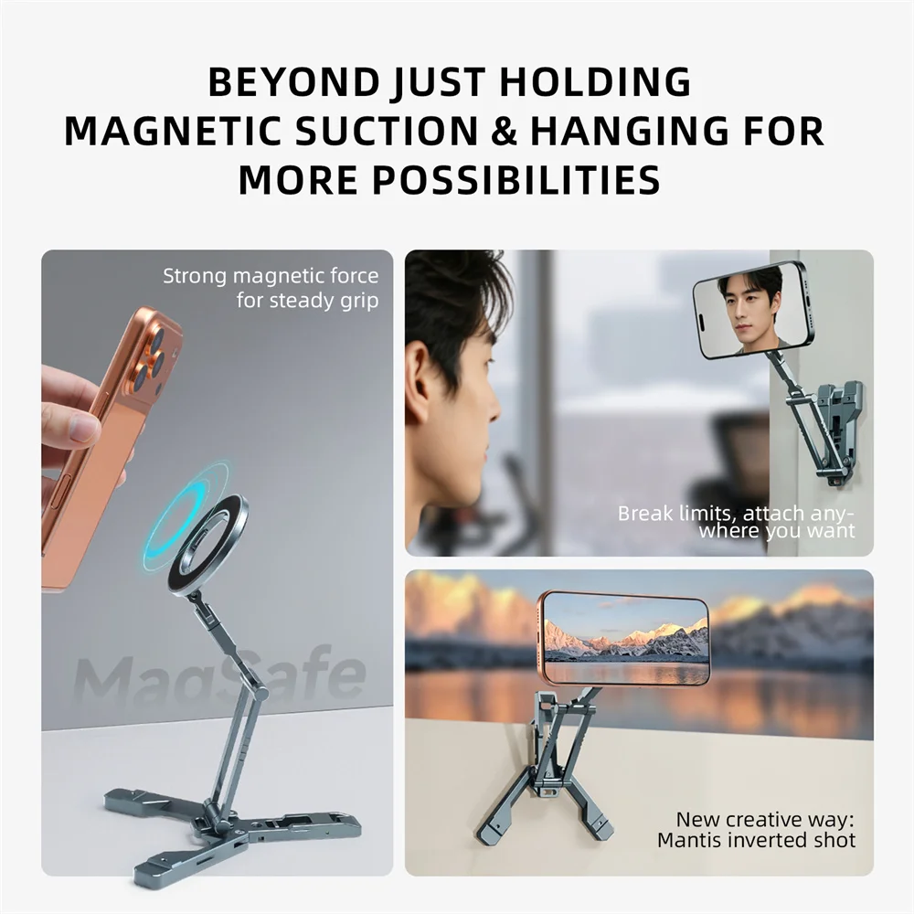LEAPLIGHT Dwustronny Magnetyczny Statyw z Uchwytem na Telefon z Haczykiem, Statyw do Telefonu do Zdjęć z Góry dla Iphone i Android — zdjęcie produktu 4