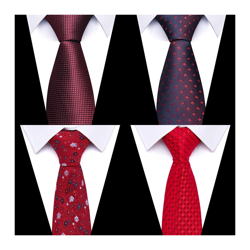 2023 New Style Wholesale Silk 7.5 cm Tie Gravatas Necktie Suit Accessories Men Red Solid Fit Business Wedding Workplace