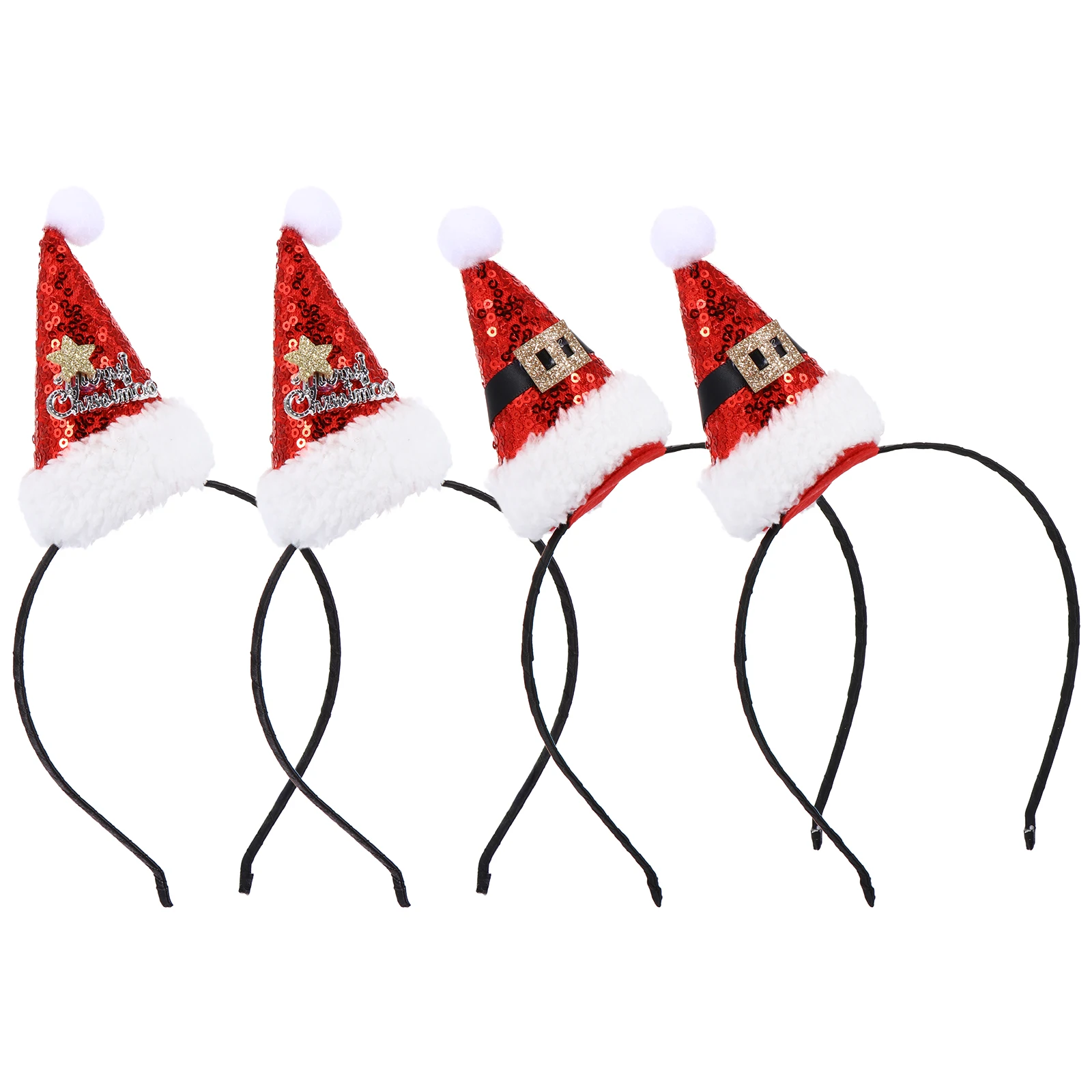

4 Pcs Christmas Hair Clips Red Hat Headb Xmas Decor Adults Children Headdress Party Hats Festive Accessories Lightweight Quality