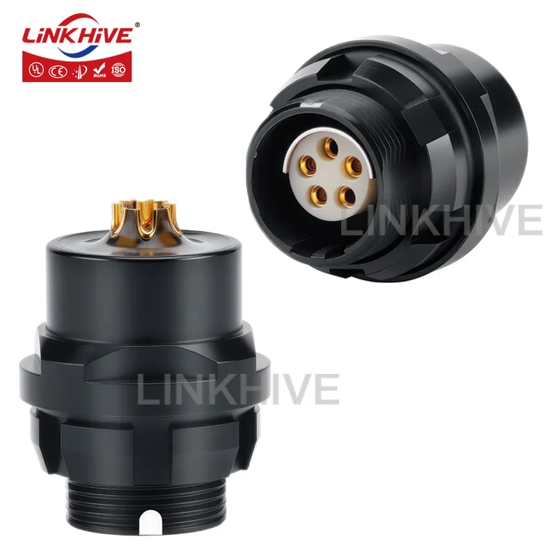 Push Pull Self-latching Circular Connector 0U 1U 2 3 4 5 6 7 8 9 10 14 16 Pin IP68 Male Short Plug + Female Socket 360°shielding