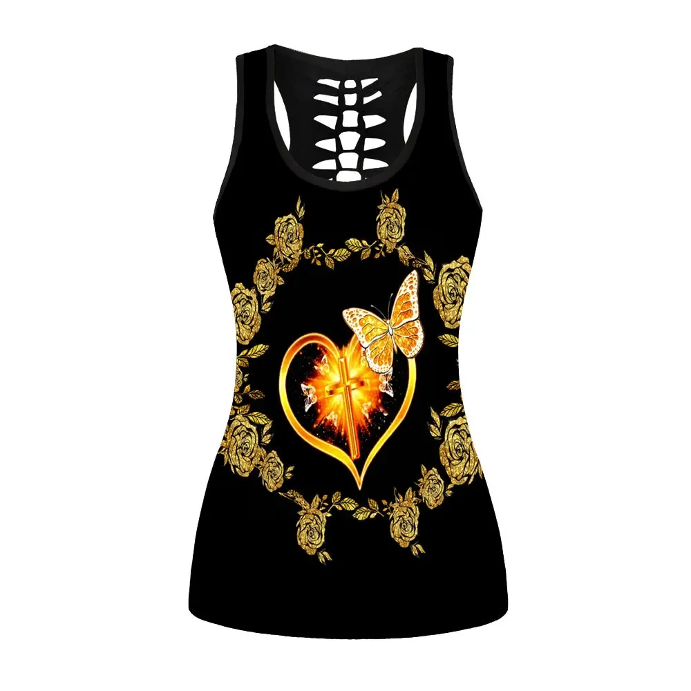 الصيف النساء اليوغا القمم ثلاثية الأبعاد طباعة سترة رياضية الجوف خارج قمصان بلا أكمام فتاة رياضة اللياقة البدنية تانك القمم سليم تشغيل قميص الإناث #2