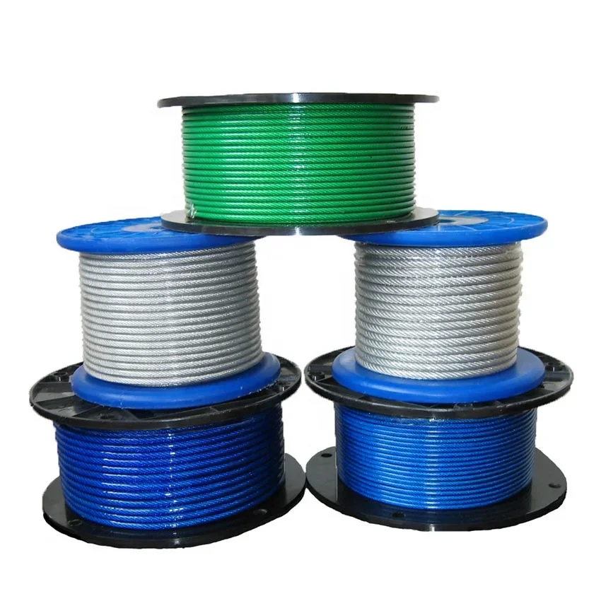 7X7 304 Stainless Steel Wire Rope with PVC Coating Softer Fishing Coated Cable Clothesline Traction Rope
