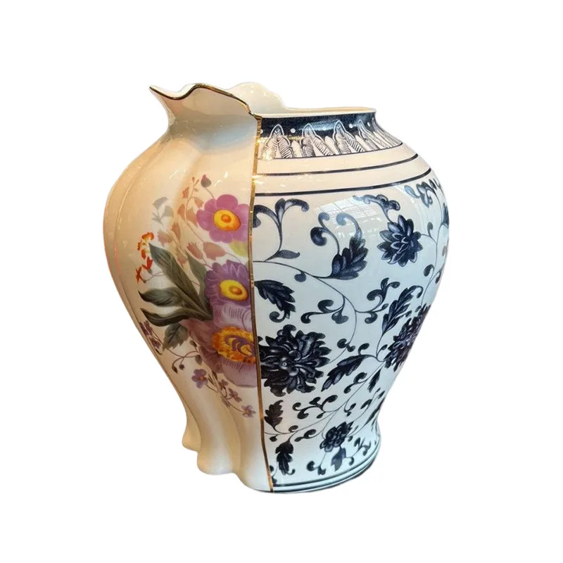 Chinese and Western wall vases, high-grade bone china flower utensils, entrance ornaments, living room ornaments, gifts