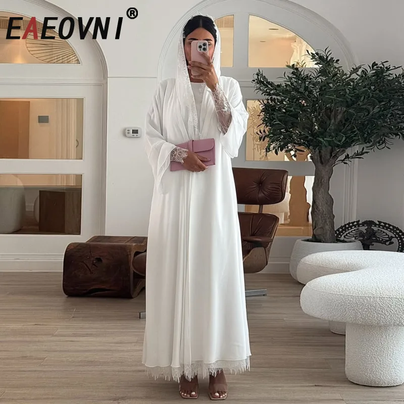 

EAEOVNI Solid Color Fashion Abaya Clothing For Women With Scarf Loose Office Lady Long Coat Party 2025 New Coat