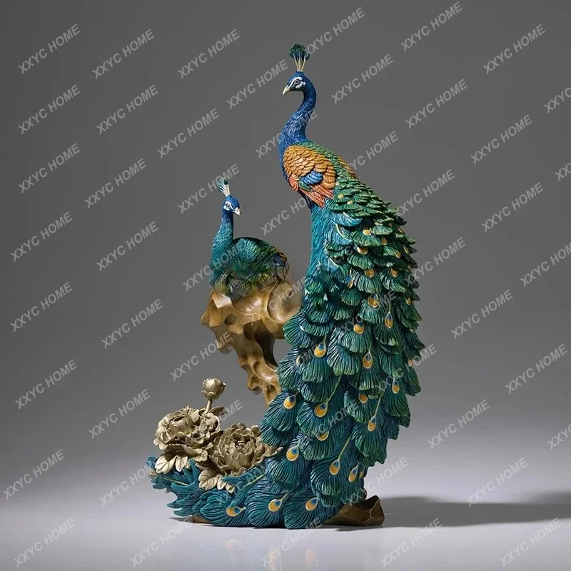 AALiving Room Desktop Copper Peacock Ornament, Home Decoration Crafts