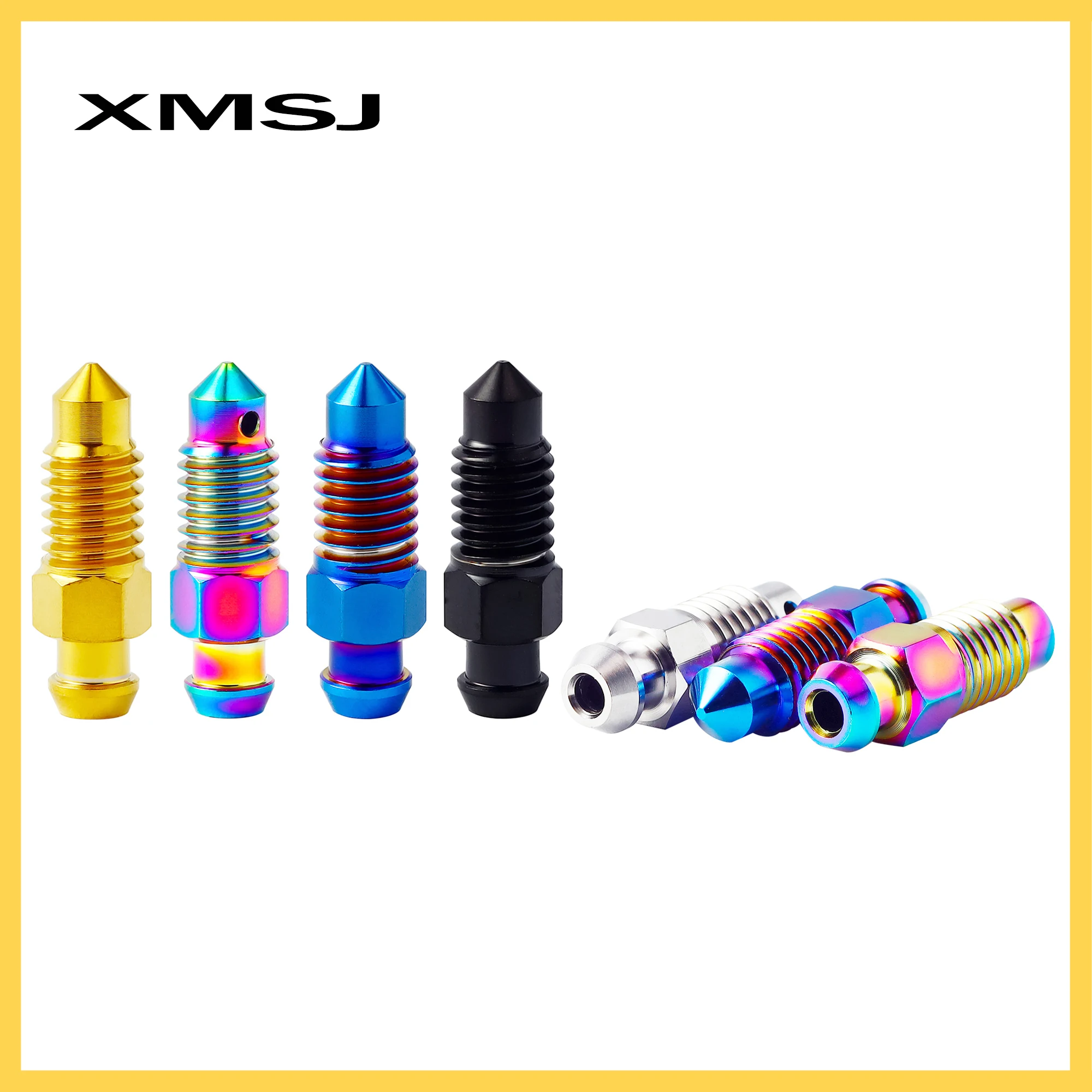 XMSJ Gr5 Titanium Bolt Motorcycle Brake Caliper Oil Drain Air Bleed Nipple Bolt M8x1.25mm Deflation Bleeder Bleed Screw Parts