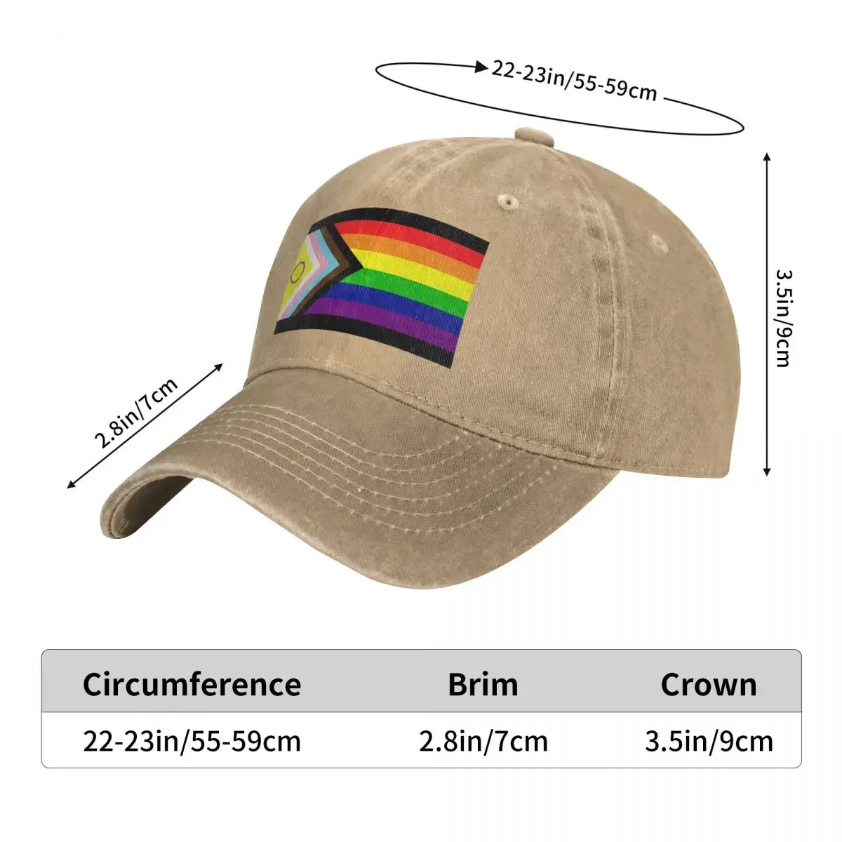 2021 Intersex-Inclusive Progress Pride Flag Baseball Caps Washed Denim Hats Adjustable Casquette Sports Baseball Cowboy Hat