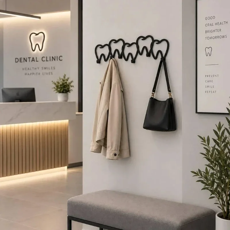 CIFBUY Dental Tooth Iron Wall Hooks Metal Hanger For Clinic Office Waiting Room Key Coat Bag Home Decor Organizer Gift