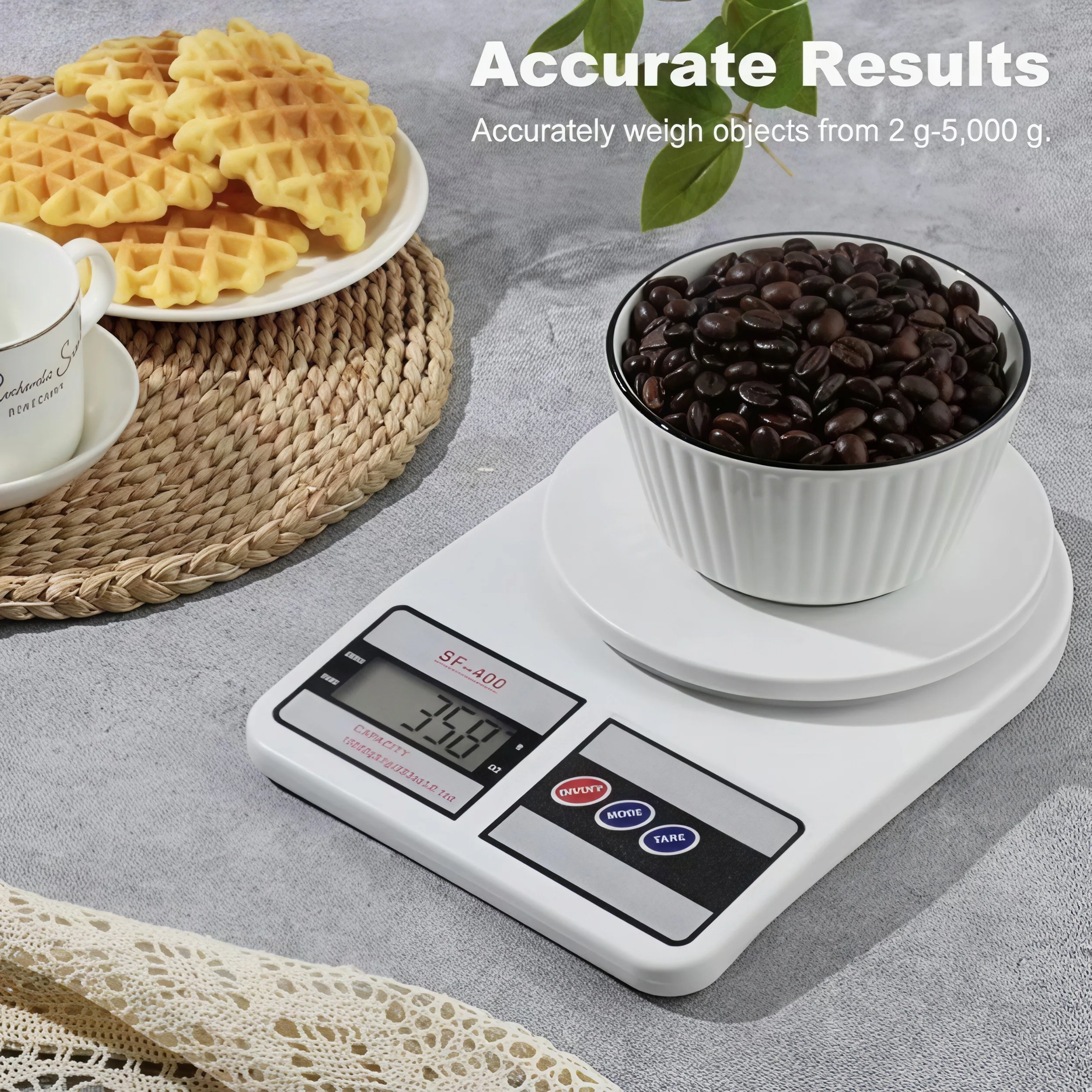 Digital Kitchen Scale 22lb/10kg Capacity, Stainless Steel Food Scale with Oz/g Units | Replaceable Battery Power |
