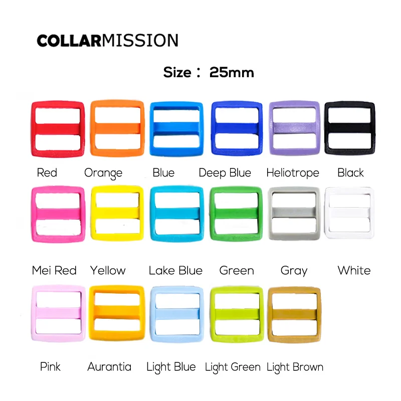 1pc Retailing colorful high quality plastic Tri-Glid clasp  side for 25mm Webbing diy dog collar accessory buckle 17 colours