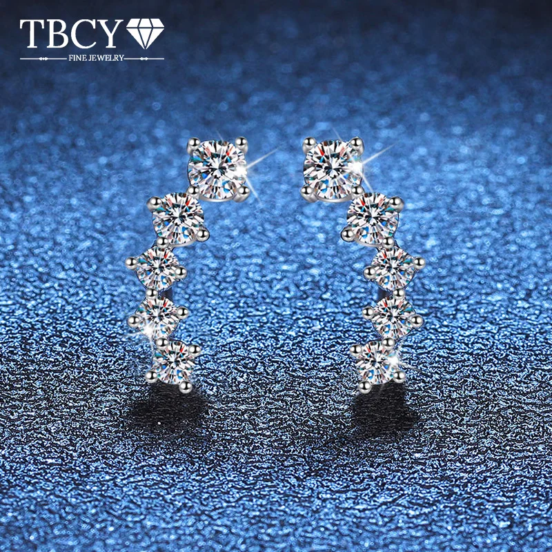 

TBCYD 1,16 карата D цвет муассанит настоящее серебро 925 пробы сверкающие градиентные серьги-гвоздики для женщин ювелирные изделия в подарок