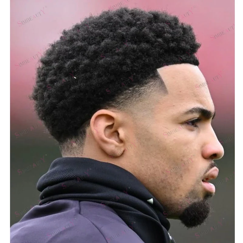 Durable Swiss Lace Front PU Base Afro Black Man's 6mm Tight Curly Human Hair Wigs Replacement Invisible Knots Natural Men Toupee