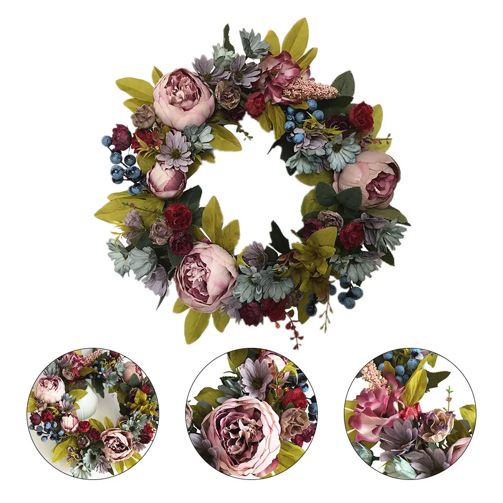 

Simulated Peony Door Decor Bedroom Wedding Party Flower Simulation Door Wreath Plastic Elegant