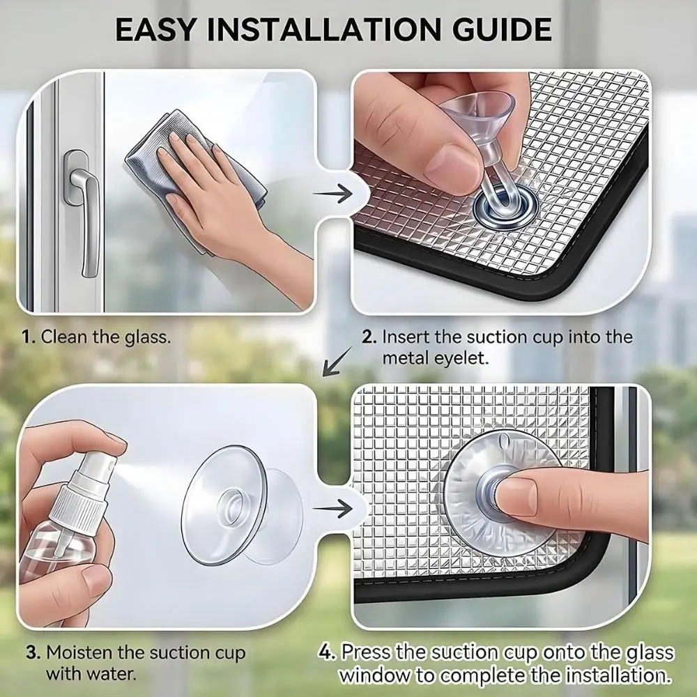 Aluminum Foil Window Insulation Film Double Side Anti-UV Sunshade Protector Pad Removable with Suction Cup