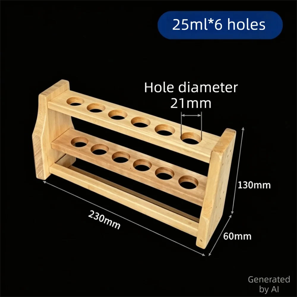 Durable 6 Hole Test Tube Rack 10ml 25ml 50ml Wooden Test Tube Holder Test Tube Stand Laboratory Testing