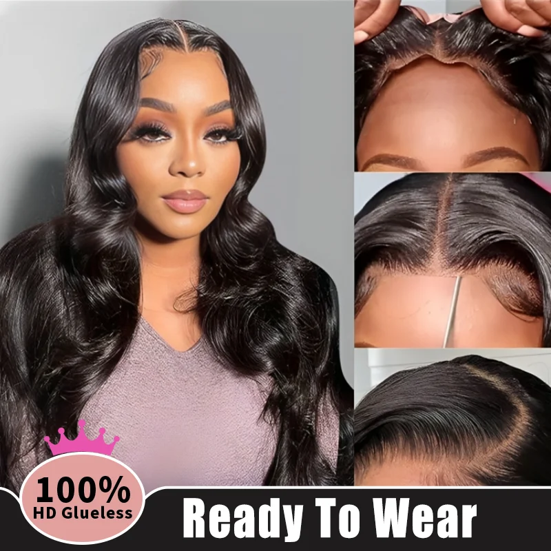 

Glueless 5x5 Closure Lace Front Wigs Pre Plucked Lace Human Hair Ready To Wear 100% Brazilian Black Body Water Wave Lace Wigs