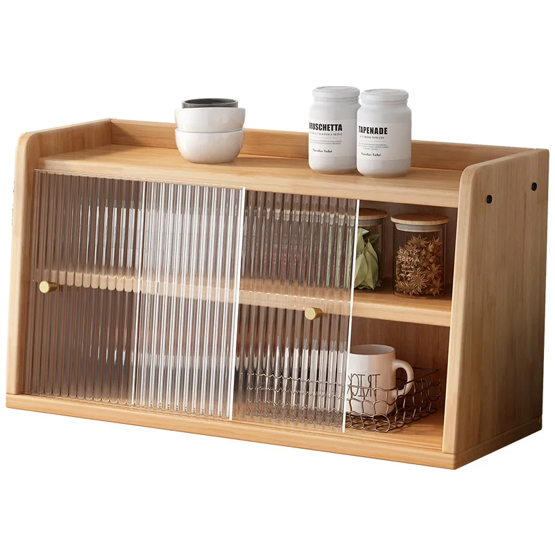 

Настольный буфет из цельного дерева, бытовой кухонный стеклянный дверной шкаф с двойной даской