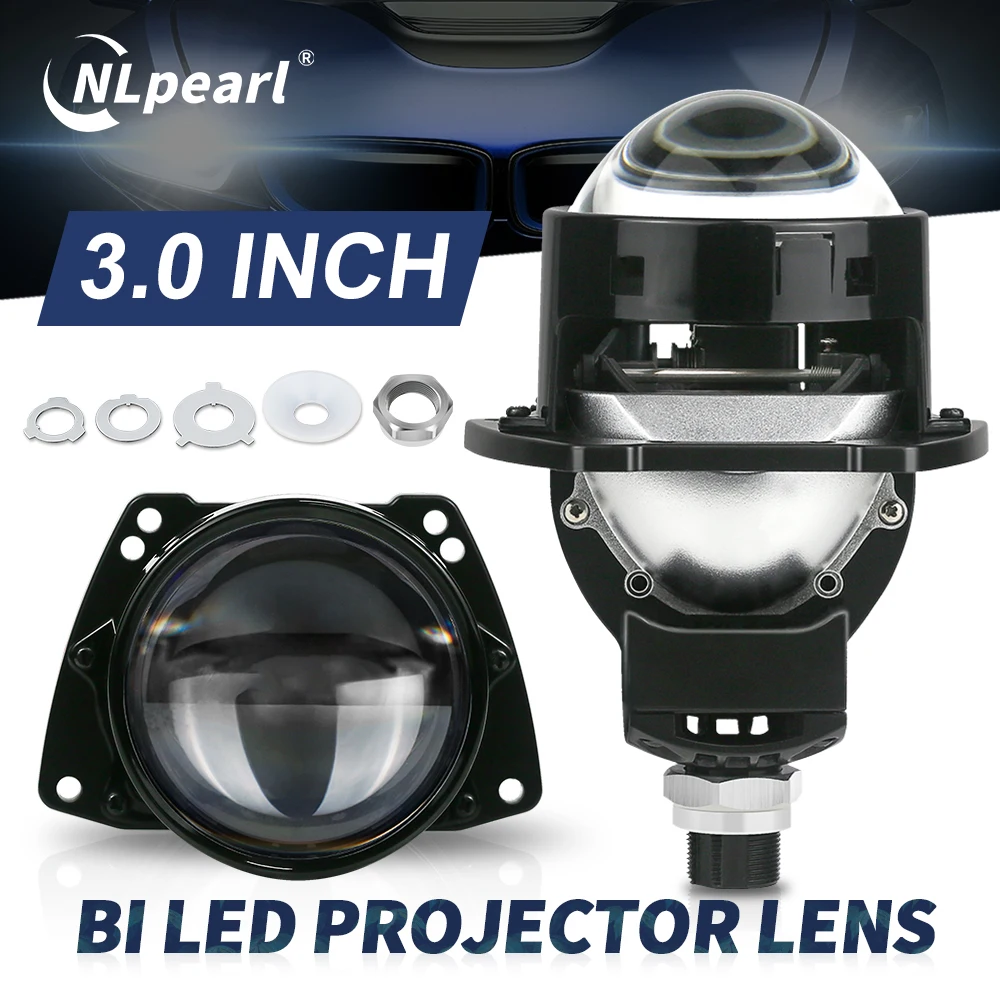

NLpearl 3.0 Inch Bi Led Projector Lens Led Light H4 H7 9005 9006 Car Headlights Hella 3R Angel Eyes High Low Beam LED Turbo Fan