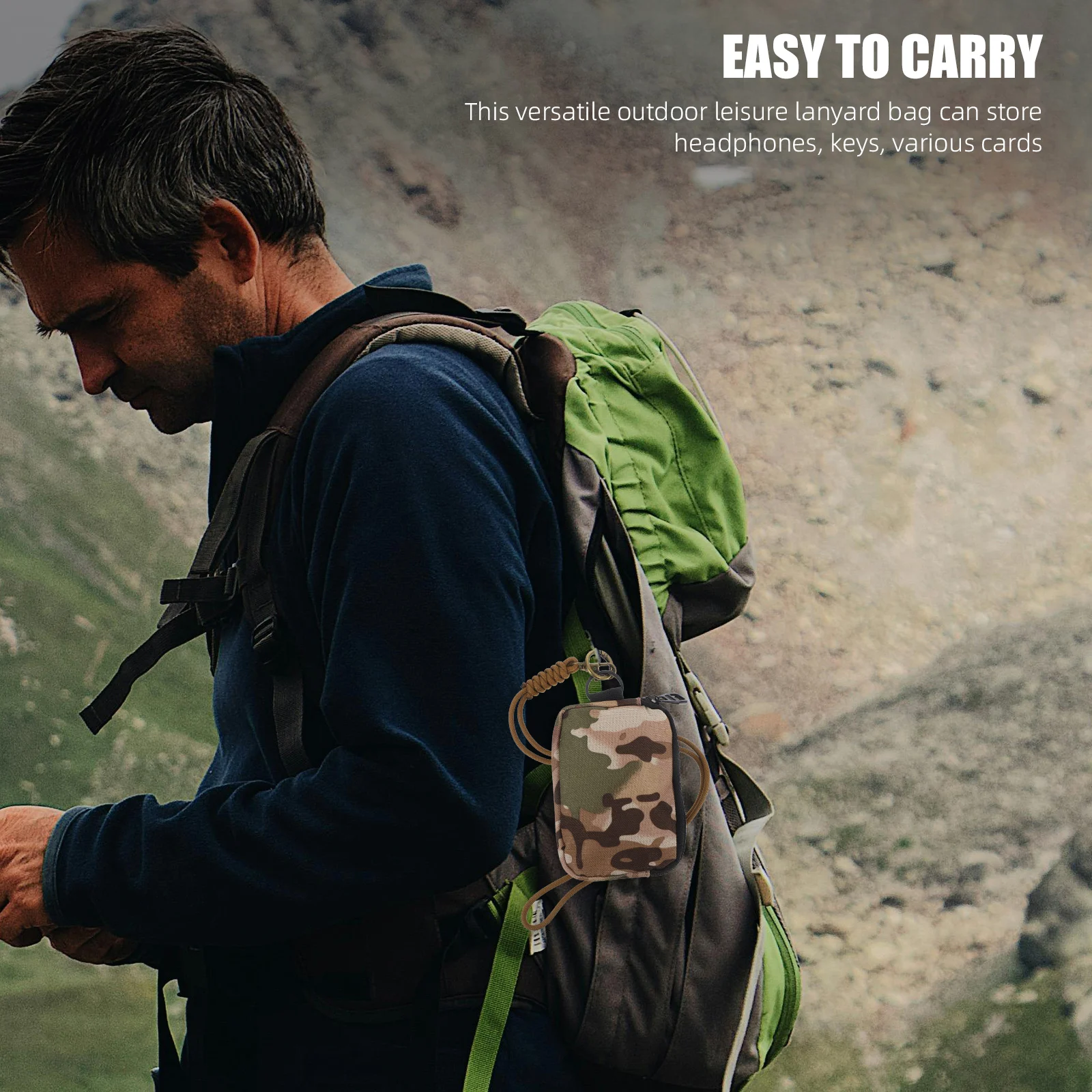

Lanyard Bag Outdoor Leisure Multifunctional Storage Earphones Keys Cards Coins Portable Travel Purse Sports Purse Small