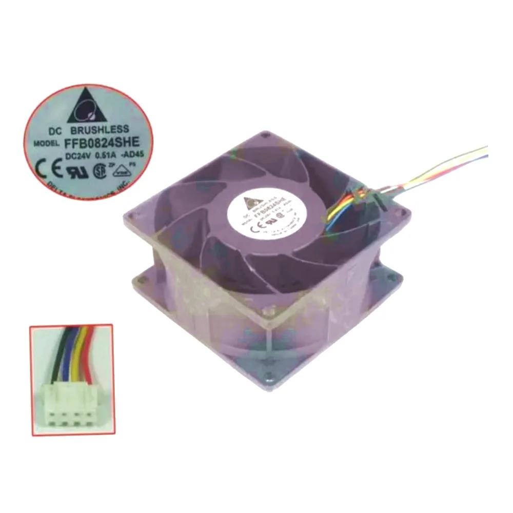 Delta Electronics FFB0824SHE AD45 DC 24V 0.51A 80x80x38mm 4-wire Server Cooling Fan