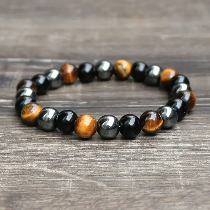 Natural Black Obsidian Hematite Tiger Eye Beads Bracelets Magnetic Health Protection Slimming Weight Loss Soul Jewelry Women Men