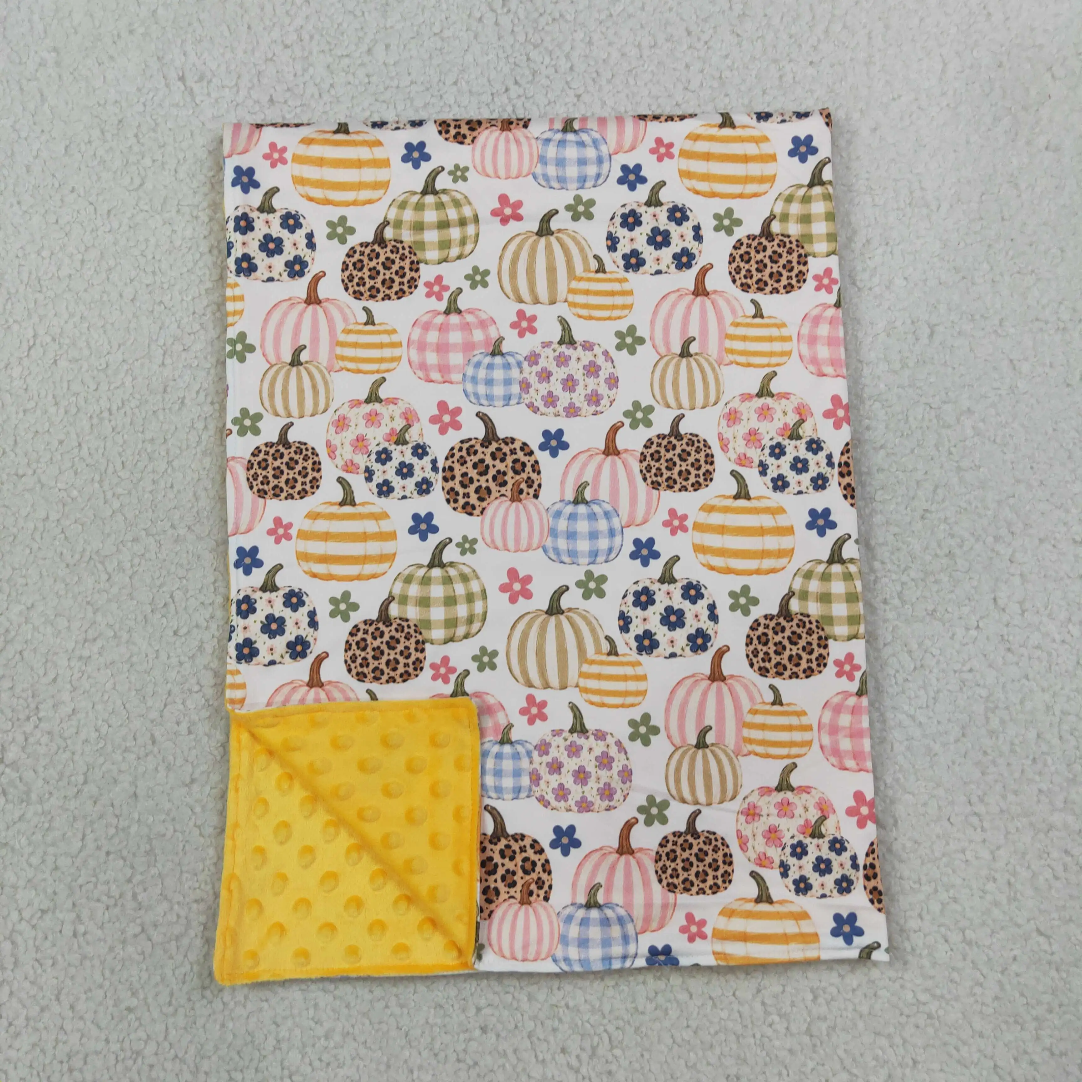 Wholesale Baby Girl Children Fall Thin Quilt Kids Girls Pumpkins Flower Bedding Thanksgiving Toddler Girls Flannel Blanket